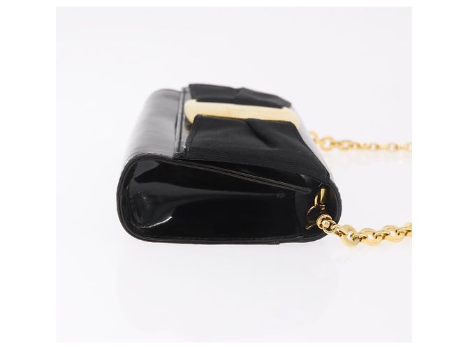 Borsa a tracolla con catena Vara Ribbon Salvatore Ferragamo in vernice nera e oro Auth bs35689 Nero D'oro - vista 4