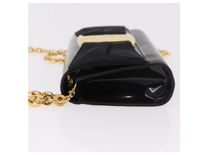 Borsa a tracolla con catena Vara Ribbon Salvatore Ferragamo in vernice nera e oro Auth bs35689 Nero D'oro - vista 5