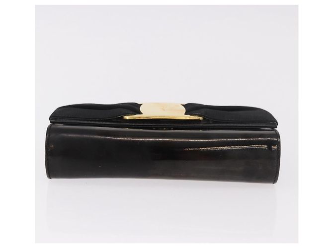 Borsa a tracolla con catena Vara Ribbon Salvatore Ferragamo in vernice nera e oro Auth bs35689 Nero D'oro - vista 6