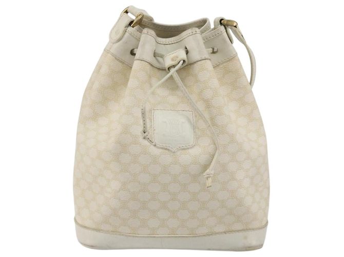 Céline Borsa a Spalla CELINE in Tela Macadam PVC Pelle Oro Bianco Auth 188363 D'oro - vista 13