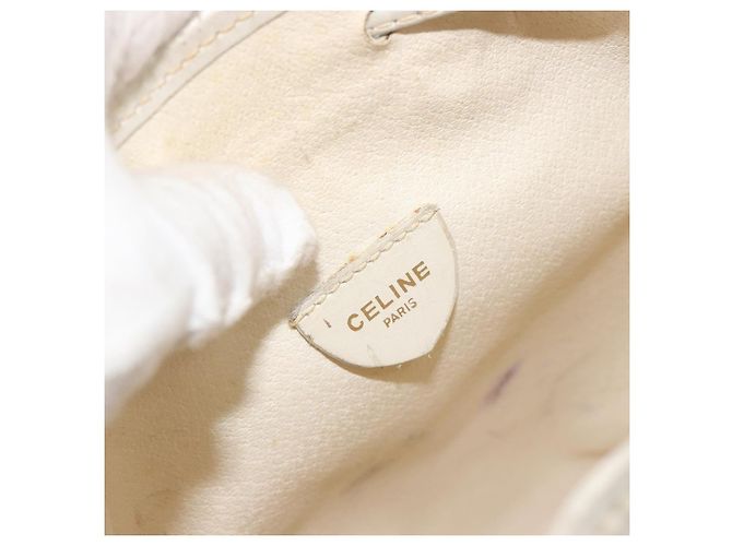 Céline Borsa a Spalla CELINE in Tela Macadam PVC Pelle Oro Bianco Auth 188363 D'oro - vista 19