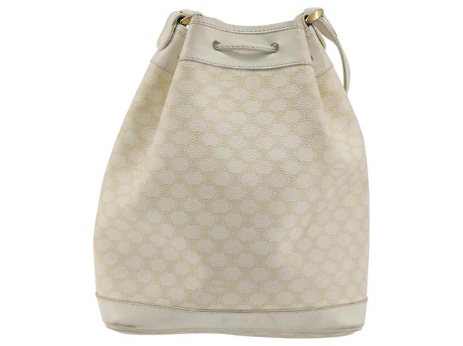 Céline Borsa a Spalla CELINE in Tela Macadam PVC Pelle Oro Bianco Auth 188363 D'oro - vista 2