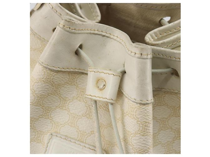 Céline Borsa a Spalla CELINE in Tela Macadam PVC Pelle Oro Bianco Auth 188363 D'oro - vista 9