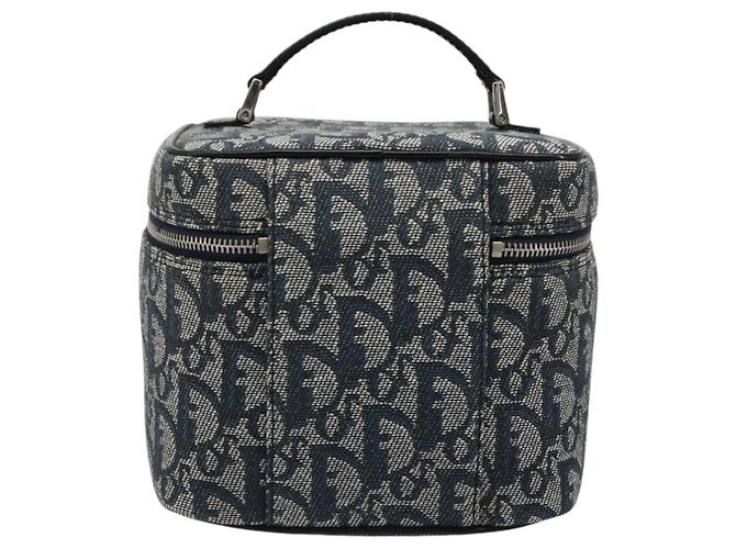 Beauty Case Christian Dior Trotter Canvas Navy Silver Auth mr2574V Argento Blu navy - vista 2