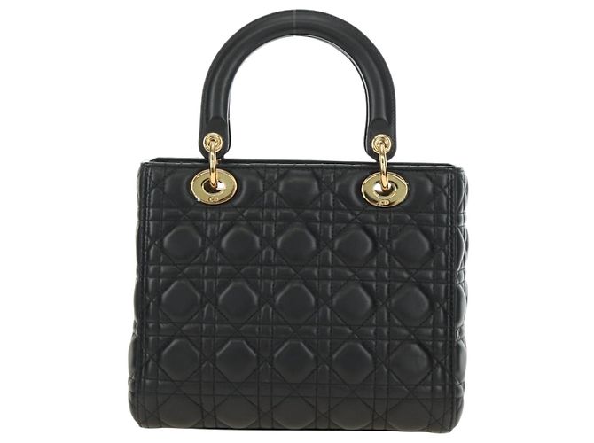 Borsa Christian Dior Canage in pelle di agnello nera e oro Auth yk20569SAM Nero D'oro - vista 2