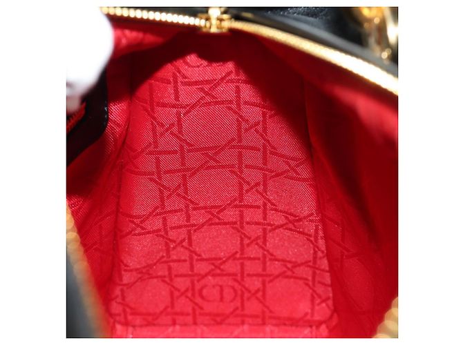 Borsa Christian Dior Canage in pelle di agnello nera e oro Auth yk20569SAM Nero D'oro - vista 22