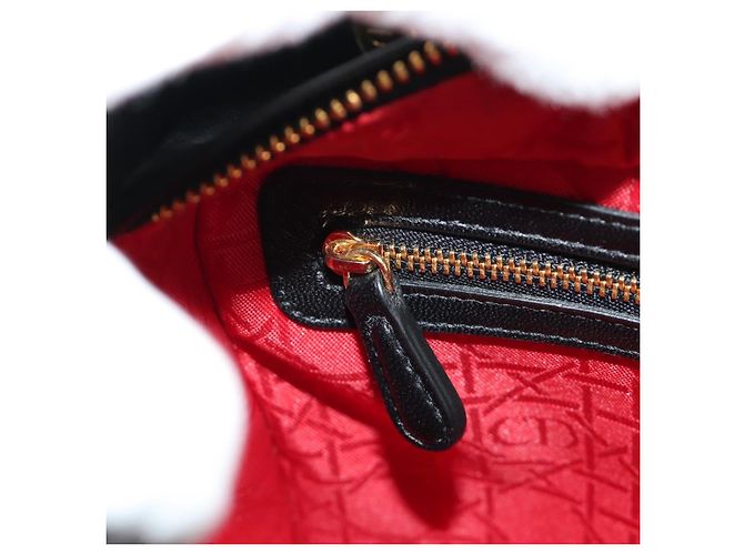 Borsa Christian Dior Canage in pelle di agnello nera e oro Auth yk20569SAM Nero D'oro - vista 23