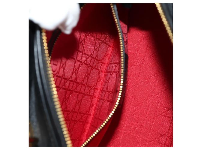 Borsa Christian Dior Canage in pelle di agnello nera e oro Auth yk20569SAM Nero D'oro - vista 24