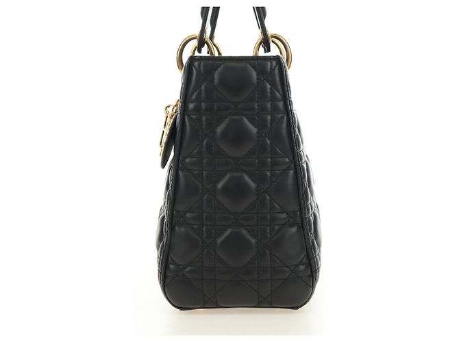 Borsa Christian Dior Canage in pelle di agnello nera e oro Auth yk20569SAM Nero D'oro - vista 3