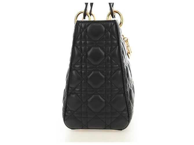 Borsa Christian Dior Canage in pelle di agnello nera e oro Auth yk20569SAM Nero D'oro - vista 4