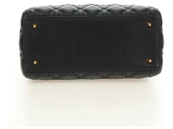 Borsa Christian Dior Canage in pelle di agnello nera e oro Auth yk20569SAM Nero D'oro - vista 5