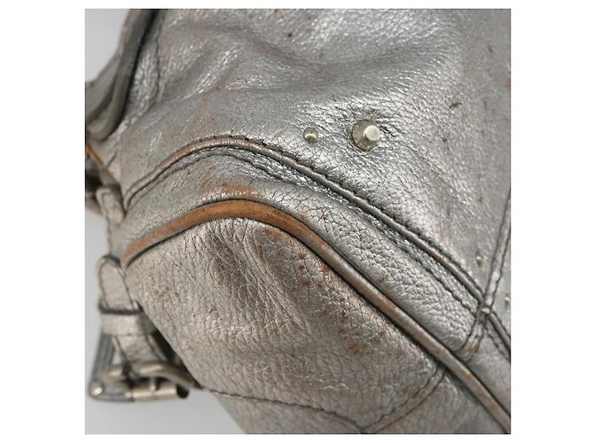 Chloé Borsa Chloe Paddington in pelle argento Auth am11924A - vista 16