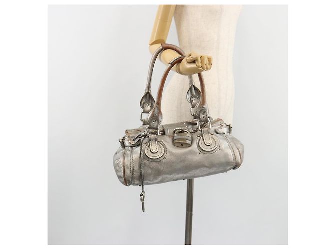 Chloé Borsa Chloe Paddington in pelle argento Auth am11924A - vista 27