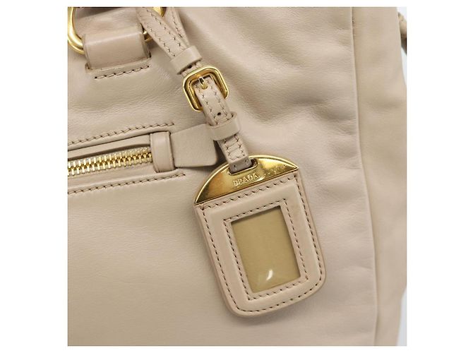 Borsa PRADA in pelle 2way Beige Oro Auth 186432A D'oro - vista 19