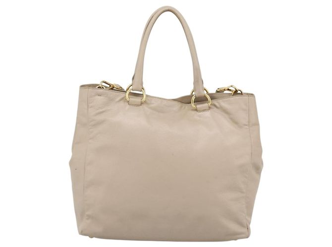 Borsa PRADA in pelle 2way Beige Oro Auth 186432A D'oro - vista 2