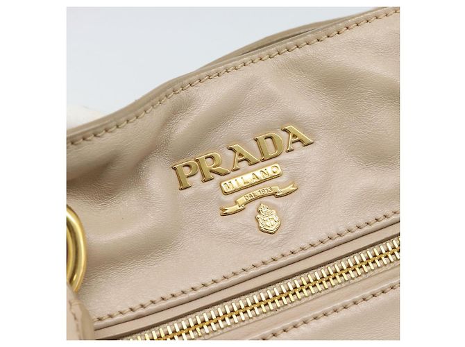 Borsa PRADA in pelle 2way Beige Oro Auth 186432A D'oro - vista 20