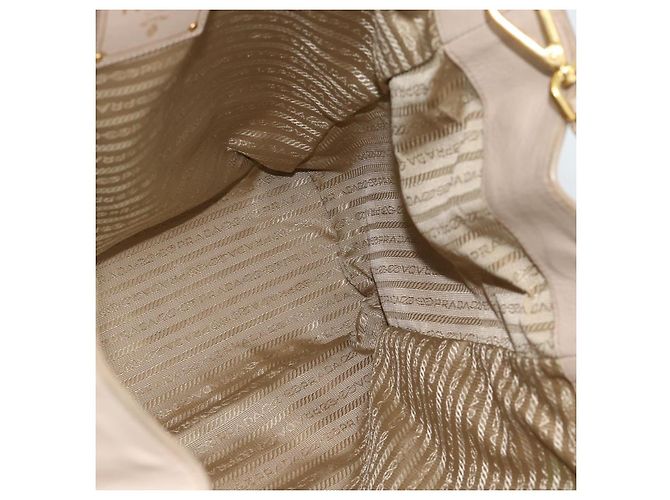 Borsa PRADA in pelle 2way Beige Oro Auth 186432A D'oro - vista 22