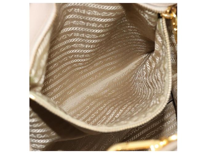 Borsa PRADA in pelle 2way Beige Oro Auth 186432A D'oro - vista 25
