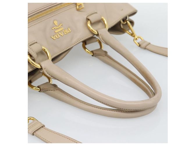 Borsa PRADA in pelle 2way Beige Oro Auth 186432A D'oro - vista 7