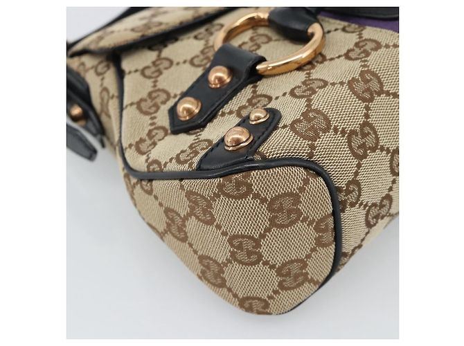 Borsa a Spalla GUCCI GG Canvas Horsebit Beige 129699 Auth 188006V - vista 14