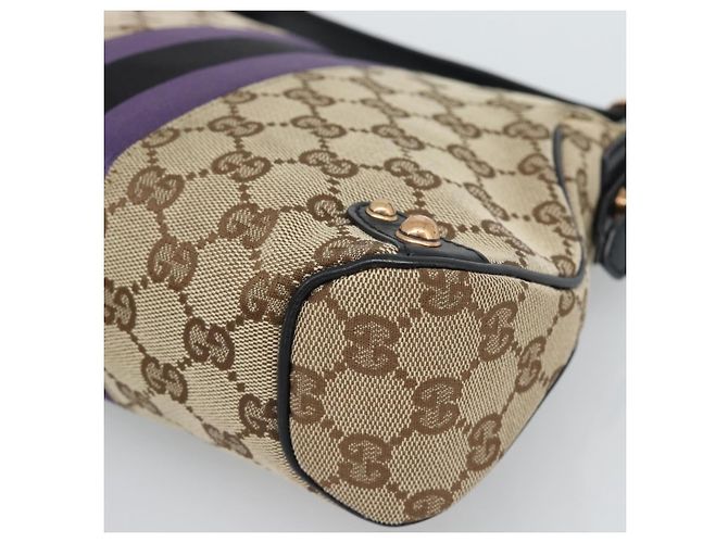 Borsa a Spalla GUCCI GG Canvas Horsebit Beige 129699 Auth 188006V - vista 15
