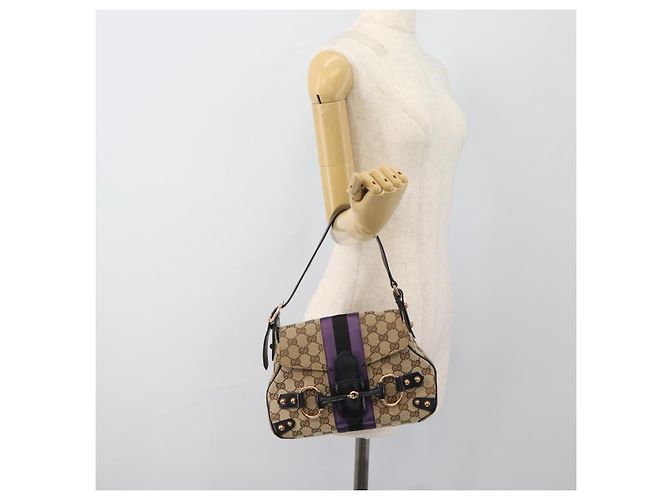 Borsa a Spalla GUCCI GG Canvas Horsebit Beige 129699 Auth 188006V - vista 22
