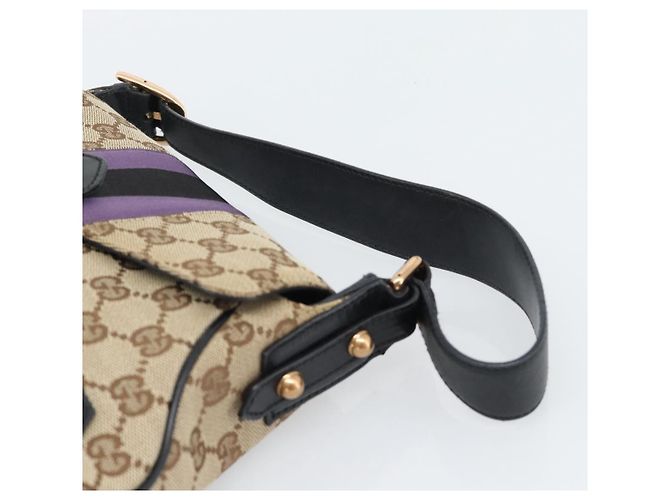 Borsa a Spalla GUCCI GG Canvas Horsebit Beige 129699 Auth 188006V - vista 8