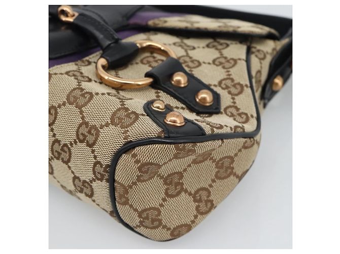 Borsa a Spalla GUCCI GG Canvas Horsebit Beige 129699 Auth 188006V - vista 9