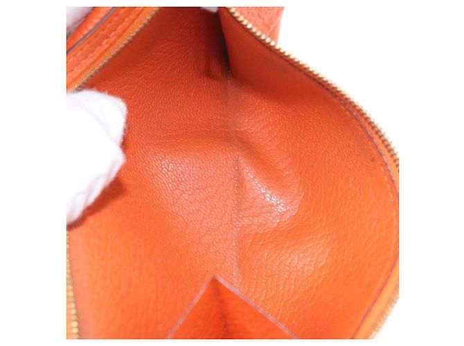 Hermès HERMES Bane Souffle Long Wallet Leather Orange Gold Auth bs35718 D'oro Arancione - vista 11