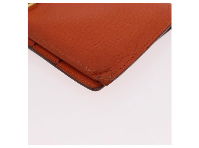 Hermès HERMES Bane Souffle Long Wallet Leather Orange Gold Auth bs35718 D'oro Arancione - vista 14