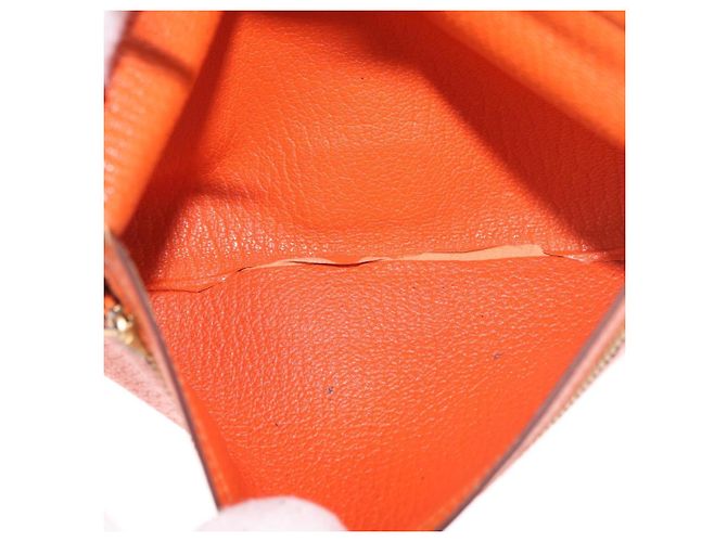 Hermès HERMES Bane Souffle Long Wallet Leather Orange Gold Auth bs35718 D'oro Arancione - vista 17