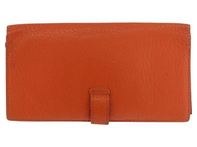 Hermès HERMES Bane Souffle Long Wallet Leather Orange Gold Auth bs35718 D'oro Arancione - vista 2