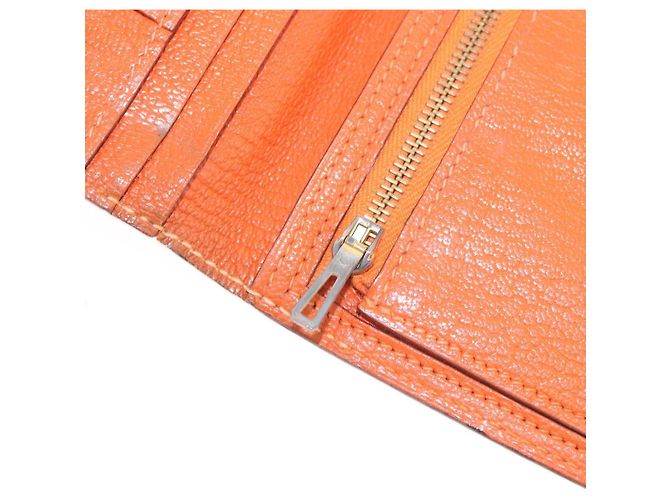 Hermès HERMES Bane Souffle Long Wallet Leather Orange Gold Auth bs35718 D'oro Arancione - vista 20