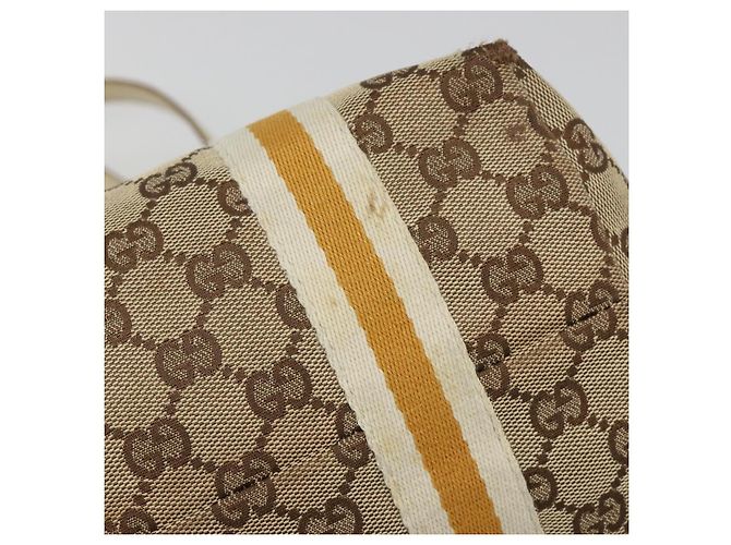 Borsa Tote GUCCI GG Canvas Sherry Line Beige Oro 137396 Auth 187252 - vista 10