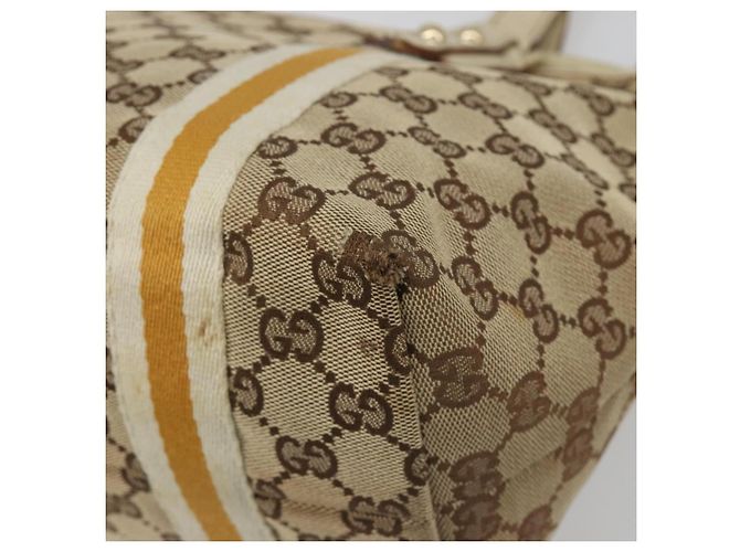 Borsa Tote GUCCI GG Canvas Sherry Line Beige Oro 137396 Auth 187252 - vista 15