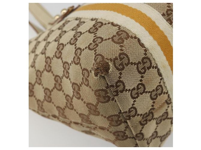 Borsa Tote GUCCI GG Canvas Sherry Line Beige Oro 137396 Auth 187252 - vista 16