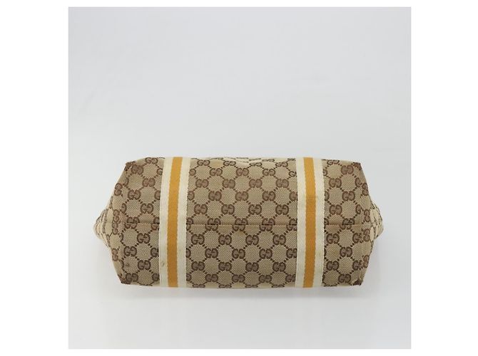 Borsa Tote GUCCI GG Canvas Sherry Line Beige Oro 137396 Auth 187252 - vista 5