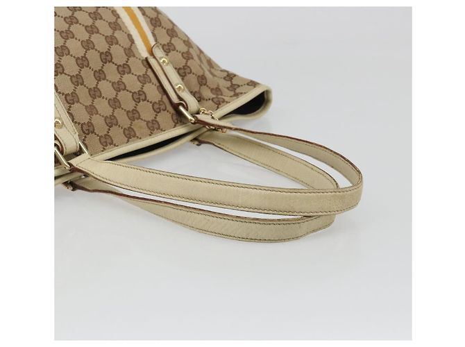Borsa Tote GUCCI GG Canvas Sherry Line Beige Oro 137396 Auth 187252 - vista 7