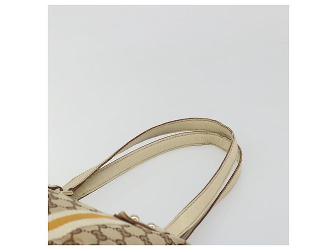 Borsa Tote GUCCI GG Canvas Sherry Line Beige Oro 137396 Auth 187252 - vista 8