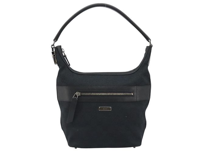 GUCCI GG Canvas Schultertasche Schwarz Gold 001 4299 1669 Auth 188543A Golden - Ansicht 13