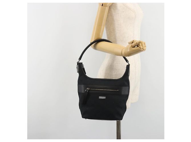 GUCCI GG Canvas Schultertasche Schwarz Gold 001 4299 1669 Auth 188543A Golden - Ansicht 24