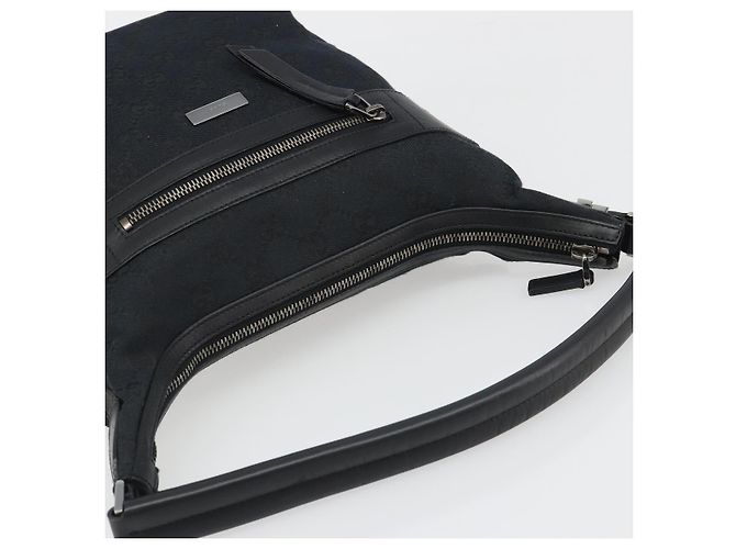 GUCCI GG Canvas Schultertasche Schwarz Gold 001 4299 1669 Auth 188543A Golden - Ansicht 6