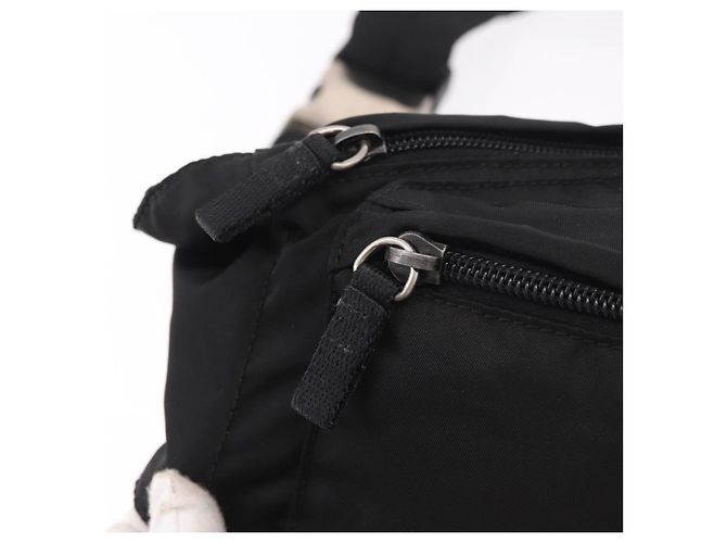 Marsupio PRADA Nylon Nero Argento Auth 187430A - vista 10