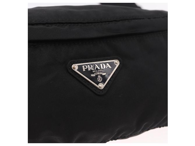 Marsupio PRADA Nylon Nero Argento Auth 187430A - vista 17