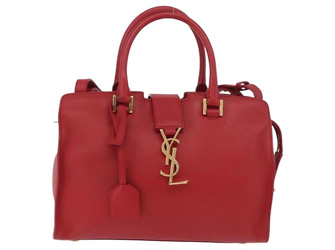 SAINT LAURENT Borsa Cabas Baby in Pelle 2way Rosso Oro Auth ka4869V D'oro - vista 13