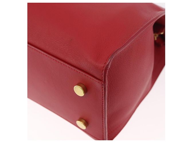 SAINT LAURENT Borsa Cabas Baby in Pelle 2way Rosso Oro Auth ka4869V D'oro - vista 17