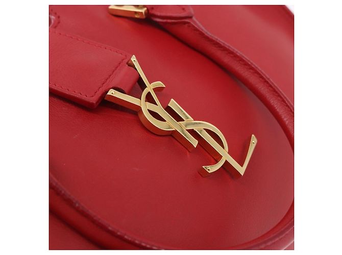 SAINT LAURENT Borsa Cabas Baby in Pelle 2way Rosso Oro Auth ka4869V D'oro - vista 19