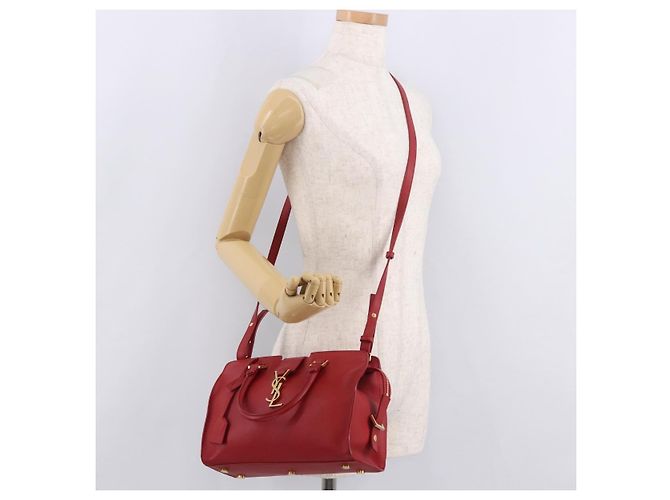 SAINT LAURENT Borsa Cabas Baby in Pelle 2way Rosso Oro Auth ka4869V D'oro - vista 25