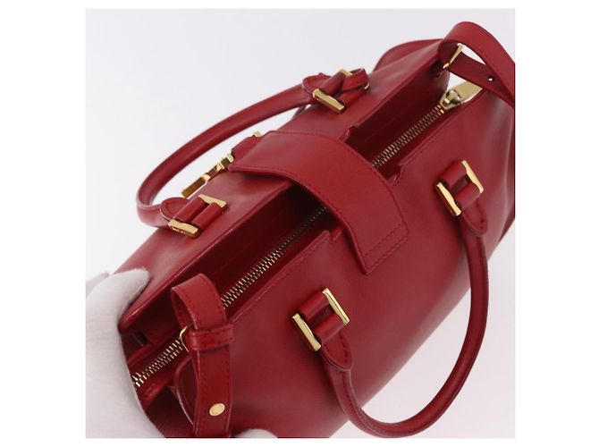 SAINT LAURENT Borsa Cabas Baby in Pelle 2way Rosso Oro Auth ka4869V D'oro - vista 6