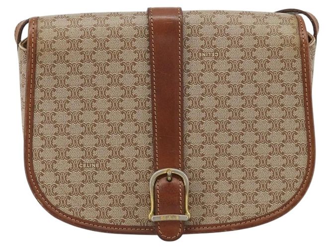 Céline Borsa a Spalla CELINE Macadam Canvas PVC Beige Oro Auth 188358A D'oro - vista 13